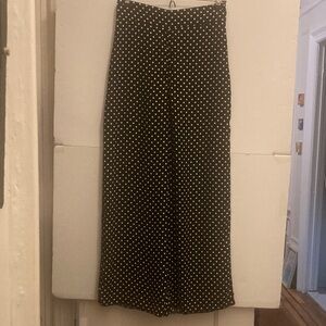 Zara Black and White Polka Dot Wide Leg Chopped Pants Size S
